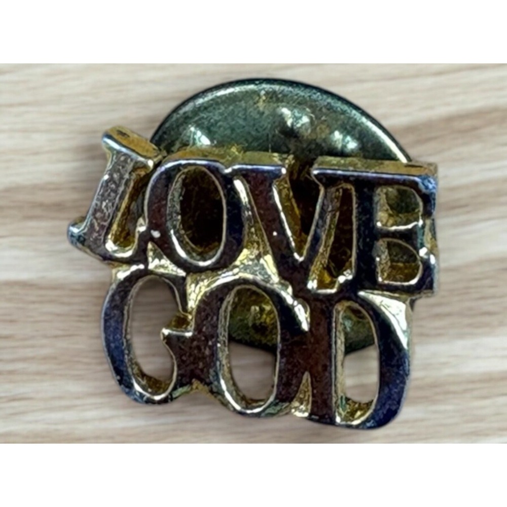 Vintage‎ Love God Gold Tone Enamel Lapel Pin